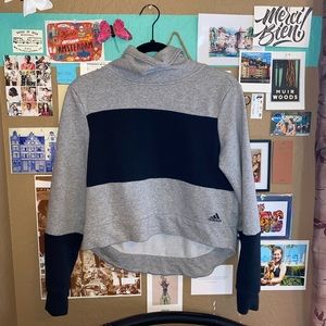 {Adidas} light grey cropped cowl neck pullover